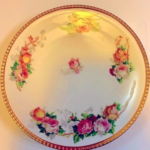 Haviland Limoge France hand painted 8” gold rimmed plate Antique cottage core